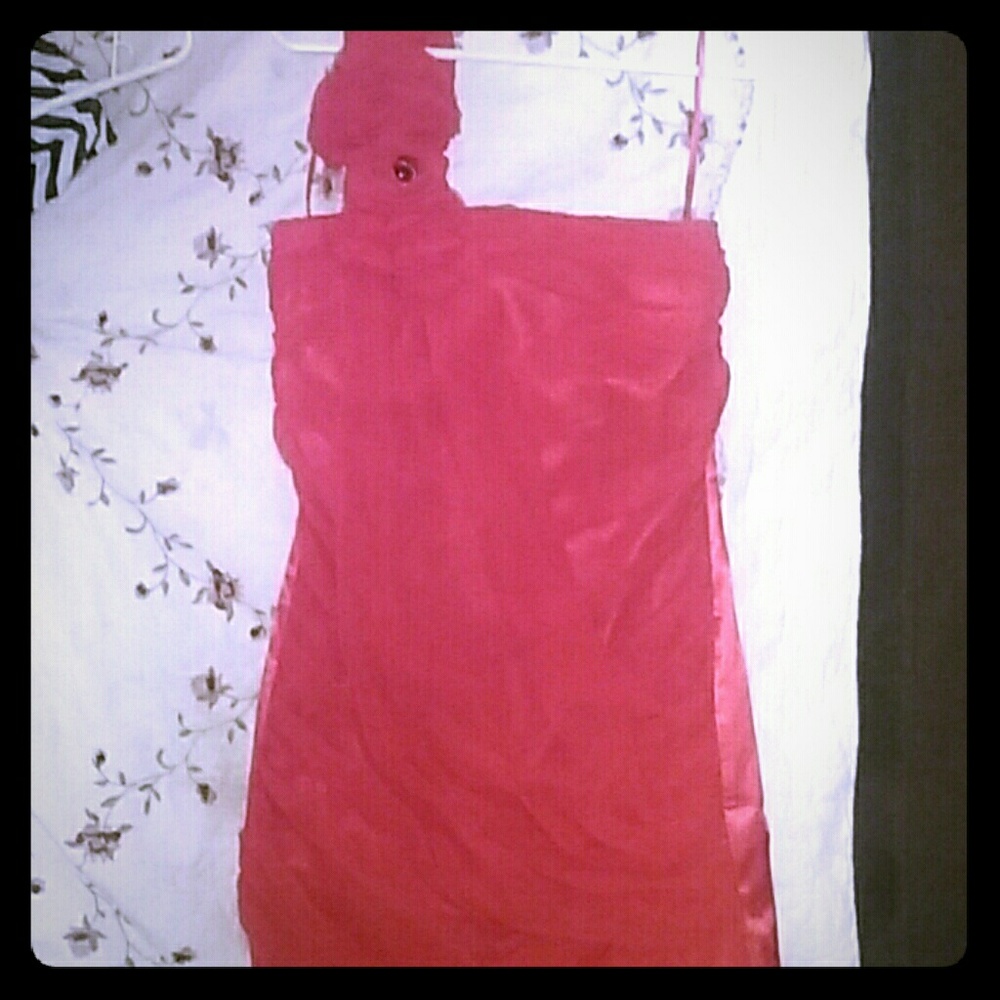 Red one shoulder dress